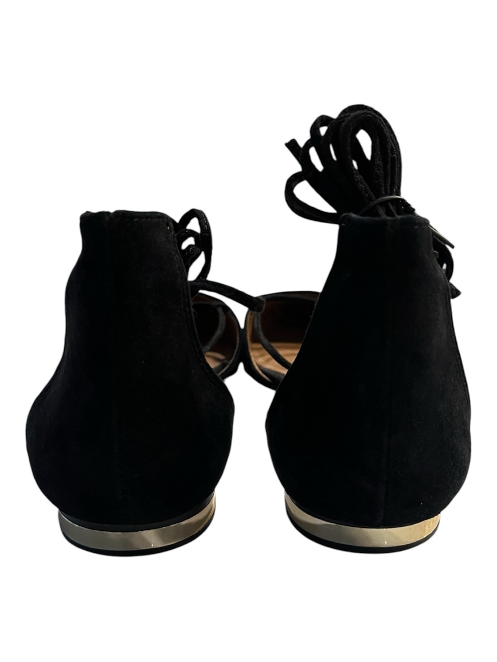 Steve Madden Black Suede Pointed Toe Lace-Up Flat - Picture 4 of 7